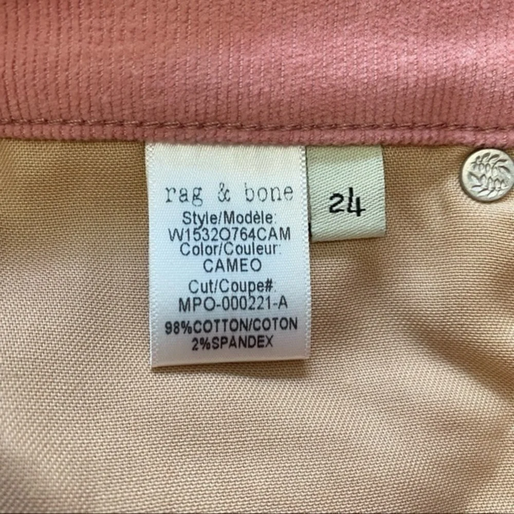 rag & bone Pink High Rise Skinny Corduroy Pants 24 - Picture 8 of 13